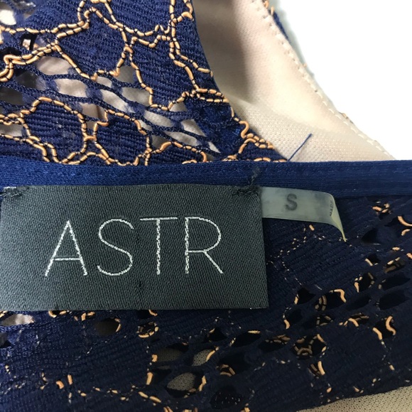 ASTR Blue & Gold Lace Peplum Top - Picture 4 of 10